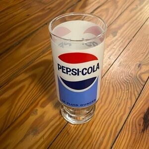 Vintage Pepsi-Cola 12 Fl Oz. Large Footed Glass Drinking Tumbler Retro Design